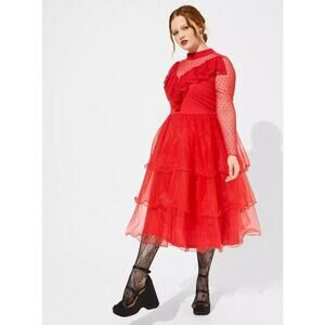 Torrid Womens Beetlejuice Lydia Valloween Dress Plus Size 3X Red Lace Whimsigoth
